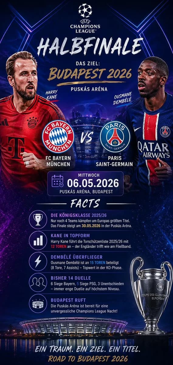 UEFA Champions League Matchday Infographic Poster AI photo prompt example on PromptKosh